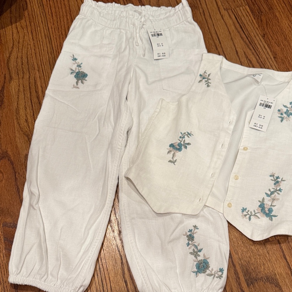 NWT Abercrombie linen vest and pants set size 5-6